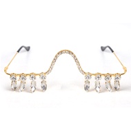 A Exaggerated Diamond Glasses Frame Ladies Trendy Classy All-Match Design Rhinestone Glasses Decorat