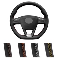 Microfiber Leather Car Steering Wheel Cover Black Beige Custom Made Automobile Steering Cover For Se