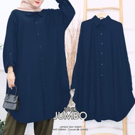 KEMEJA Jumbo XXL Tunic Dress Set LD 120 Women's Shirt Collar - Navy, XXL I2Q8