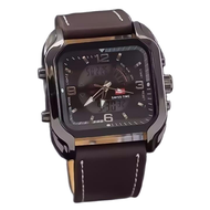Swiss Army - Dual-Time- Jam Tangan Pria - SA-4129 cokelat - tali kulit