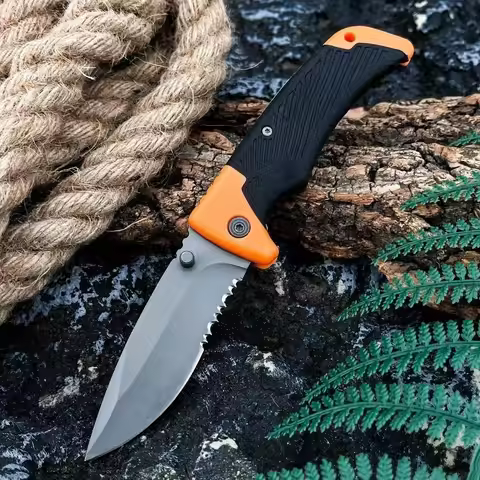 New Outdoor EDC Camping Pocket Knife 8Cr13Mov Steel Blade Rubber Handle Hiking Survival Tool High Qu