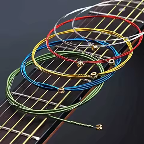6Pcs/Set Multi Color Acoustic Guitar Strings Rainbow Colorful Guitar Strings E-A For Acoustic Folk G