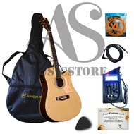 Gitar Akustik Elektrik Mandalika DTS-02 Natural Equalizer Tuner Bonus Tas Gitar, Senar, Kabel Jack, Pick