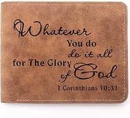 Leather Wallet Engraved Personalized Bible Verse Faith Religious Inspirational Gifts, 1Corinthians 1