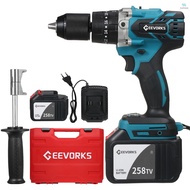 Geevorks 21V Cordless Drill Driver Batteries Max Torque 200N.m 1/2 Inch Metal Keyless Chuck 20+3 Position 0-2150RMP Variable Speed Impact Hammer Drill Screwdriver