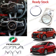 [Ready Stock]Perodua Ativa Myvi Facelift 2022-2025 Steering Chrome Ring Decoration for Perodua Ativa