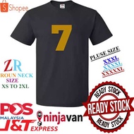 T-SHIRT NUMBER 7 PRINTED 100% COTTON FABRIC ,SIZE SX TO 5XL