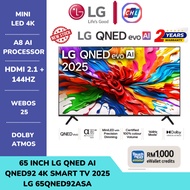 {TnG Rebate 1000 } LG 65QNED92ASA 65" QNED Mini LED 4K Smart TV (2025) – α8 AI, 120Hz, Dolby Atmos, 
