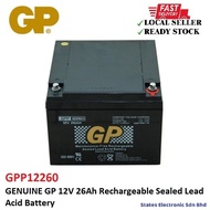 GENUINE GP 12V 26Ah Rechargeable Sealed Lead Acid Battery - GPP12260