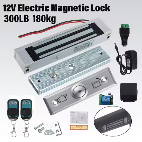 1 SET Electric Magnetic Lock Gate Opener Suction Holding Force 300Lbs Door Entry Access with 2 Remot