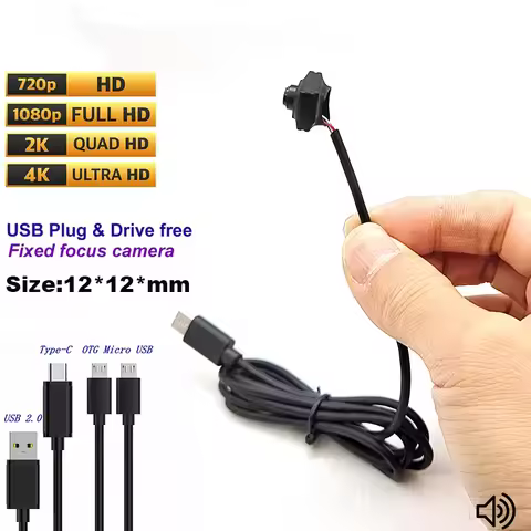 12x12mm 720P 1MP 1080P 2MP 4MP 2K 8MP 4K Miniature Size UVC Mini Usb Camera Module TYPEC-C OTG Andro