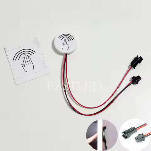 2Pin Partition Touch Sensor Switch Dimmer with SM2.54 Port Hand Sweep Control Through Panel, Wood, S