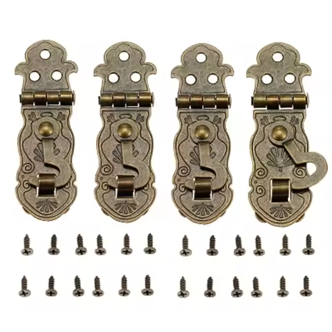4Pcs Vintage Wooden Jewelry Wine Gift Case Diary Notebook Lock Antique Bronze Latch Clasp w/screw Bo