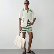 Men's Knit Set: Short Sleeve Top And Shorts, Fashionable For Summer Summer Two Pieces Set For Men, F