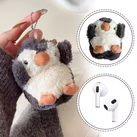 Kawaii Cartoons Stuffed Penguins Earphone Protective Case For Air Pods3/4/ Air Pods Pro1/2 Dustproof