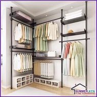 【In stock】Height Adjustable Metal Pole Clothes Rack Drying Rack Laundry Rack Bedroom Living Room Tension Clothes Storage Organizer Rack - Floor-to-ceiling IFFA