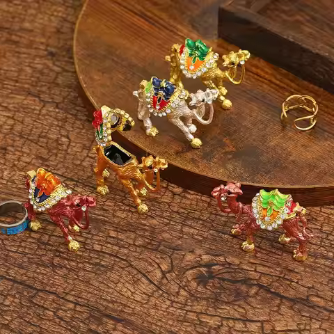 Creative Ethnic Camel Jewelry Box Exquisite Handmade Desktop Camel Figurine Luxury Animal Trinket Bo