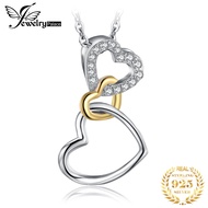 JewelryPalace 925 Sterling Silver Pendant Necklace for Women No Chain Heart Love Knot Gold Cubic Zirconia Simulated Diamond