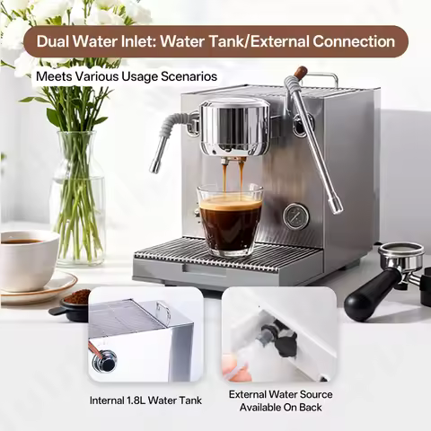 Commercial Coffee Maker 9Bar Dual Boiler Espresso Machine ULKA Pump OPV System With OLED Display For