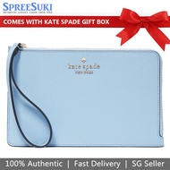 Kate Spade Wristlet Staci Medium L-Zip Wristlet Celeste Blue # WLR00134