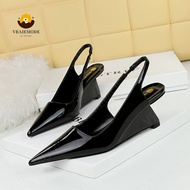 Fashion High-Heeled Shoes Slingback Woman Pumps Pointed Toe High Heels Enamel leather Women Shoes