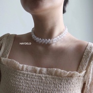 HAYDELD - Crystal Choker | Crystal Necklace | Pearl Choker necklace | Pearl necklace | Gold Pearl Ch