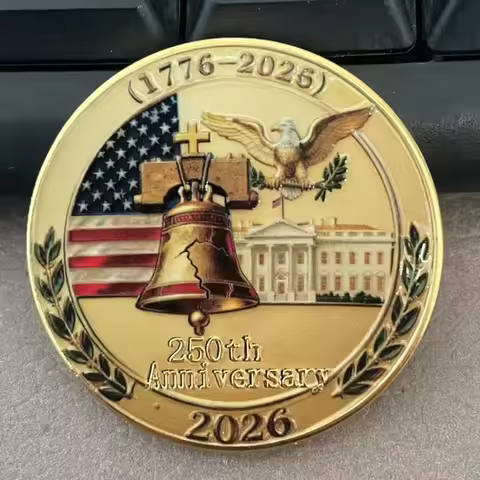 USA 250th Anniversary Commemorative Coin 1776-2026 Liberty Bell Statue of Liberty Eagle Collectible 