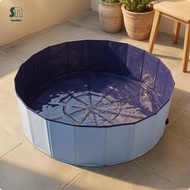 Sunnimix Foldable Children s Pool without Inflation Round Foldable Lblue-dblue 80