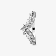 New 2021 S925 Sterling Silver Princess Wishbone Ring Tiara Crown Sparkling ,CZ Rings for Women Engagement Jewelry Anniversary