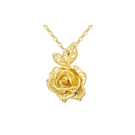 FENCCI Rose Flower Pendant Necklace 14K Real Gold Flower Necklace for Women June Birth Flower Pendan
