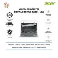 Acerpure VORTEX KW1 Countertop Dishwasher KW1 KW534-60W White (ZL.ATSTG.0CU)