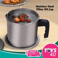 Stainless Steel Oil Storage Jug 1.4L Oil Storage Filter Container Pot
