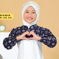 Baju Dress Muslim Gamis Anak Perempuan Cewek Batik Kombinasi Polos 4