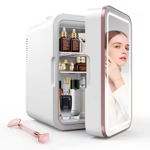 Mini Fridge for Bedroom Skincare Fridge 6L/8 Cans Small Refrigerator Compact Refrigerator 110V AC/12