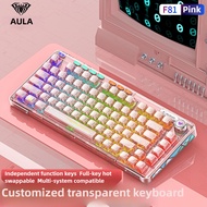 AULA F81 3mode Wireless Mechanical Keyboard Gasket Hot Swappable Shine Through Transparent Shell RGB