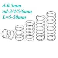 SUS304 stainless steel pressure spring d0.5mm OD3/4/5/6mm length 5-50mm compression spring