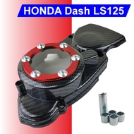 อะไหล่แต่งแดช LS ฝาครอบจานไฟ ครอบสเตอร์หน้า Honda dash LS เคฟล่า-แดง