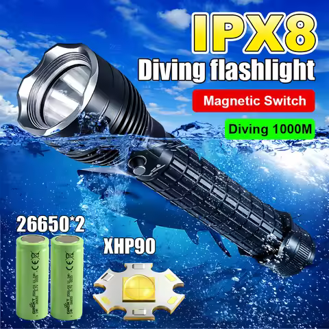 2026 Newest Professional XHP90 LED Diving Flashlight Super Powerful Underwater Light 1000M High Powe