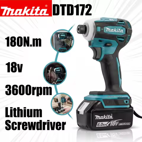 Makita DTD172 Cordless Brushless Electric Screwdriver 18V Battery 180N.m Impact Driver Electric Dril