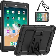 for iPad 9.7 2018/2017/iPad Air 2/iPad Air Case, Shockproof Full Body Rugged Shock Drop Protective Cover with Stand &amp; Shoulder Strap for iPad 5/6th Gen/iPad Air 1/2