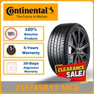 [CLEARANCE LAST 2PCS RM640] 215/45R17 Continental MC6 *Year 2021