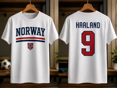 2026 Erling Haaland Norway Football #9 Graphic T-Shirt 100%Cotton Men's Women's Y2k Popular Oversize