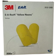 3M E-A-Rsoft Yellow Neons Earplugs 312-1250, Uncorded (200pr/box) NRR 33dB
