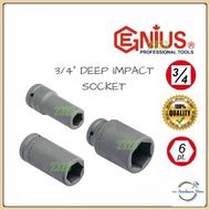 GENIUS TOOLS ¾" Dr . DEEP IMPACT SOCKET ( CR-Mo ) 17MM - 55MM