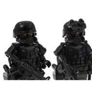 (Funny Blind Box Store)  Military MOC SWAT Special Forces Soldier Modern Police City Army Weapons Playmobil Figures Mini Building Block Toys