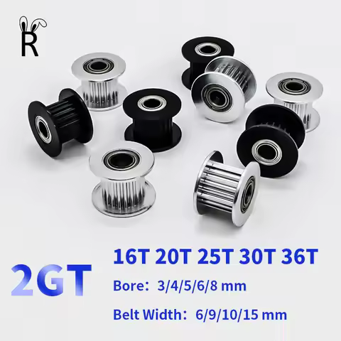 2GT Timing Pulley 16T 20T 25T 30T 36T GT2 Idler With Bearings For 3D Printer Pulley 16teeth 20teeth 
