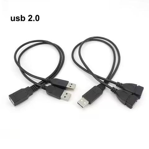 USB2.0 USD A 1 Male female Plug To 2 male Female Socket USB 2.0 Extension cord Data Cable Power supp
