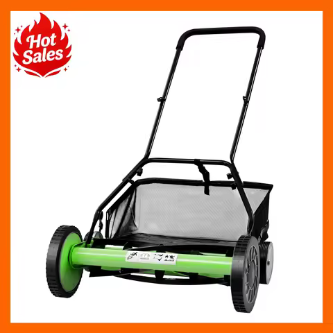 Bymaocar Walk Behind Lawn Mower Push Reel Mower 20'' 5 Blade 65Mn Steel 9 Cutting Height Positions 1