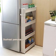 RAK SISI BUMBU DAPUR SUSUN 4 DENGAN RODA SISIPAN LEMARI DAPUR- Pictura Store