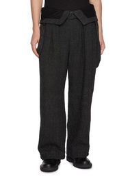THE VIRIDI-ANNE SUSPENDER STRAP LINEN WOOL PANTS